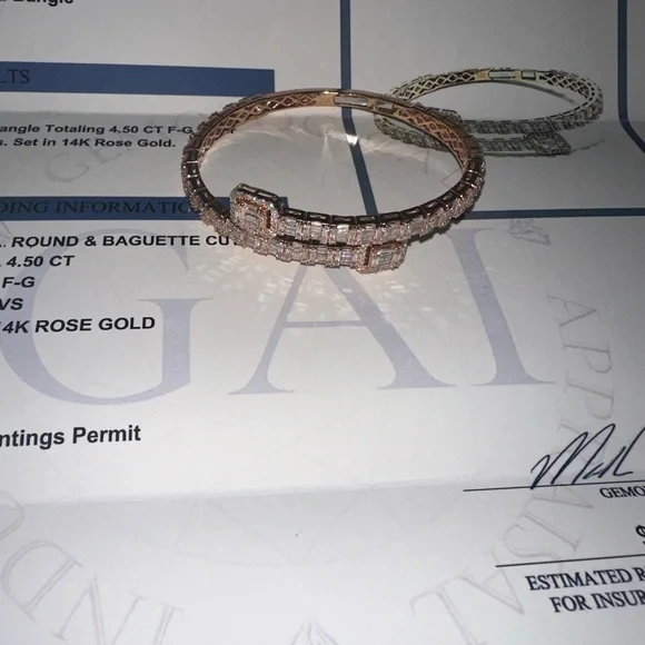 Custom Diamond Bangle Totaling 4.50 CT F-G Color - Picture 5 of 5